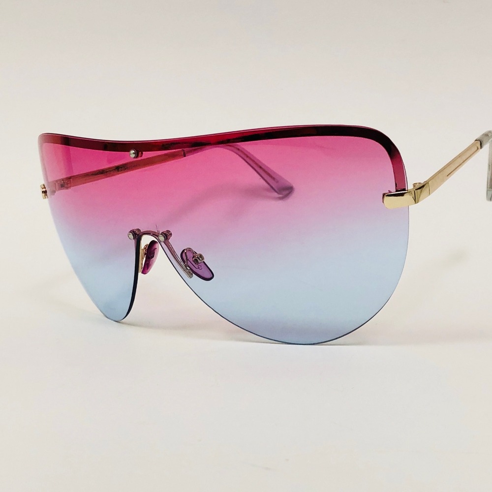 Shield Sunglasses Pink Blue Ombre Fashion Visor Sun‎ Glasses Women Huge Shades